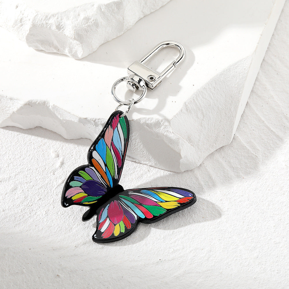 Wholesale 5pcs/pack Acrylic Colored Butterfly Keychain